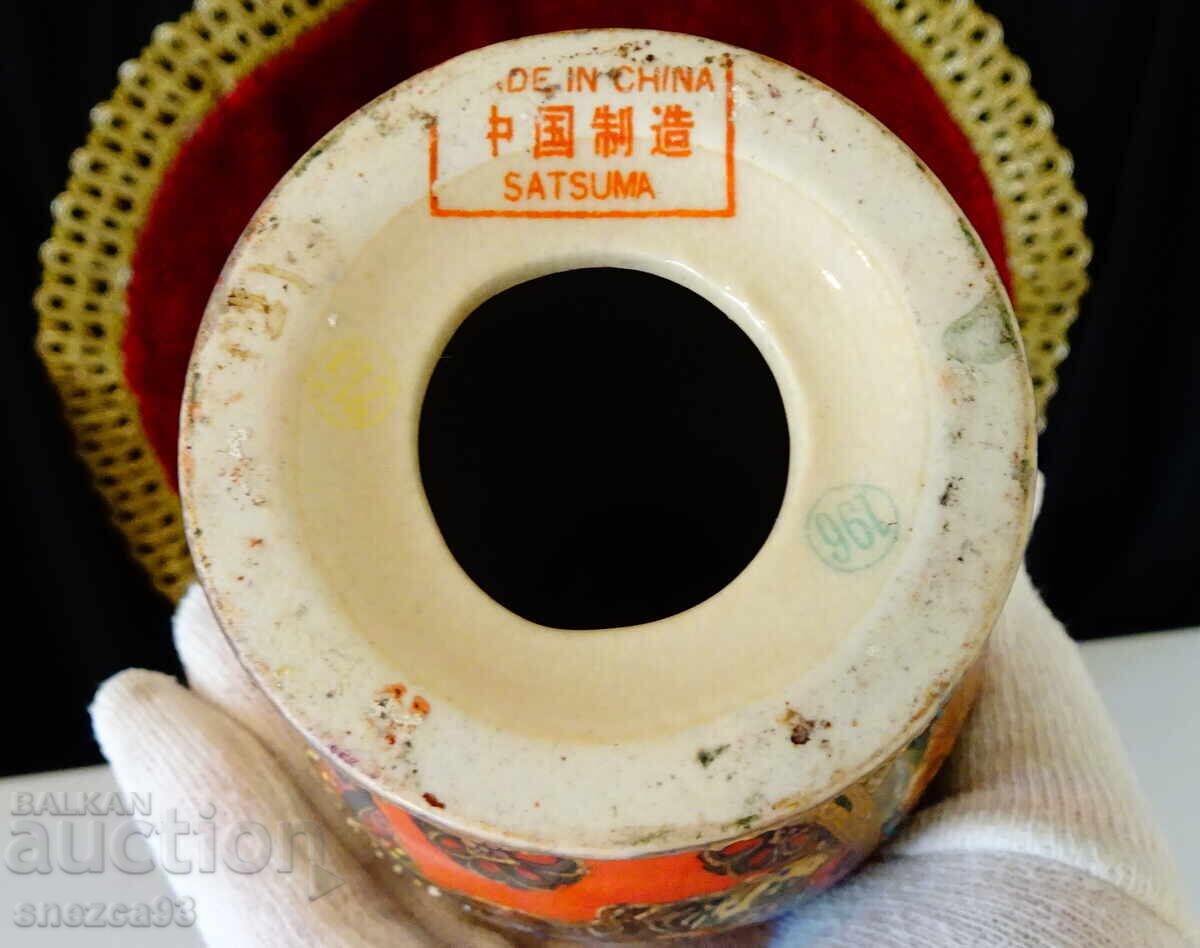 Sfeșnic din porțelan Satsuma, aur, bronz, ștampilă - 7