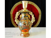 Sfeșnic din porțelan Satsuma, aur, bronz, ștampilă