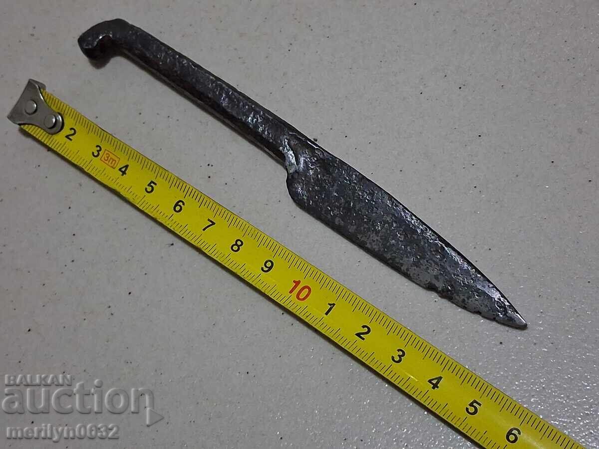 Star χειροποίητος σφυρήλατος μαχαίρι χωρίς λαβή, λεπίδα μινιόν βοσκού - 5