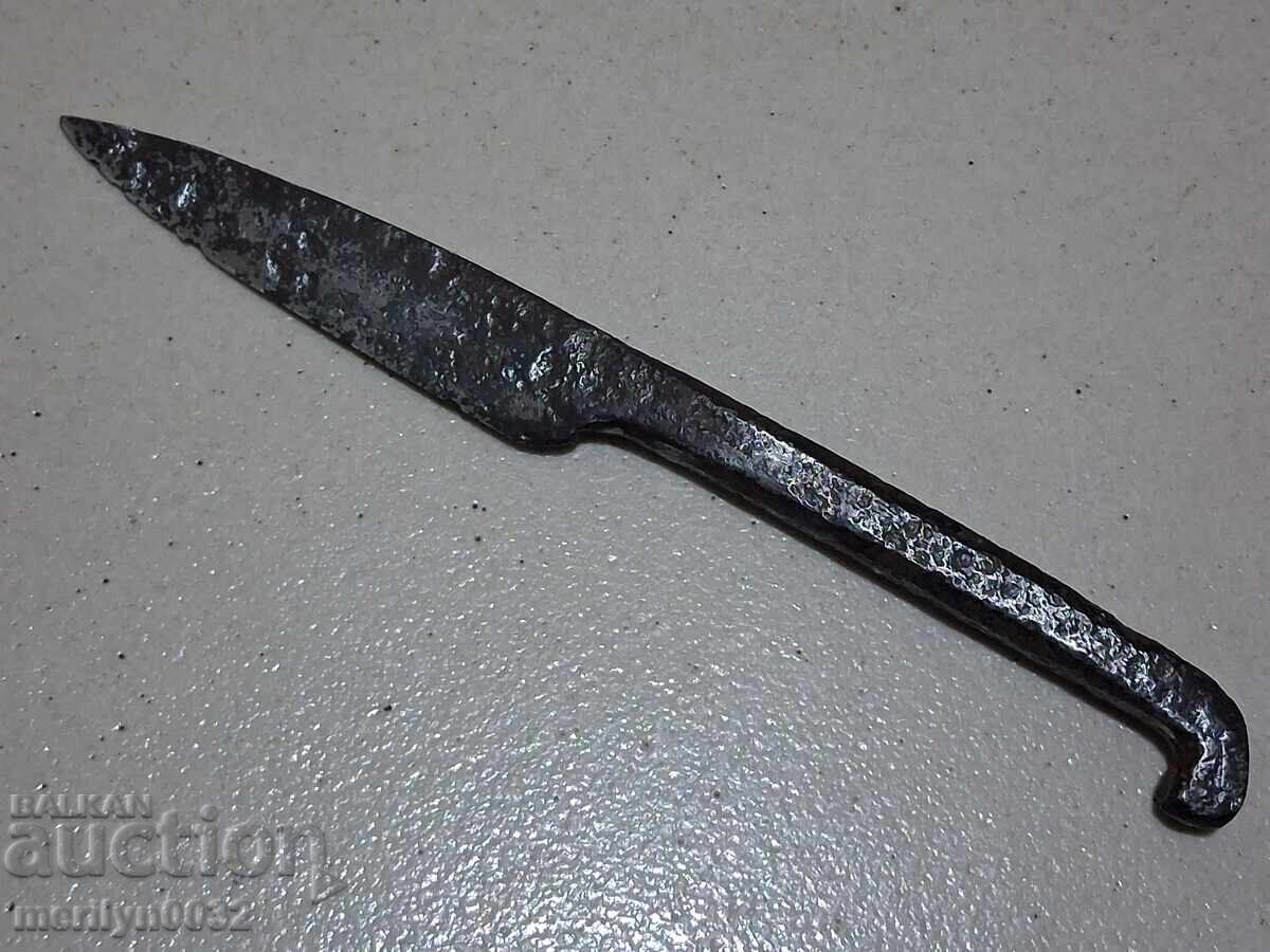 Star χειροποίητος σφυρήλατος μαχαίρι χωρίς λαβή, λεπίδα μινιόν βοσκού - 6