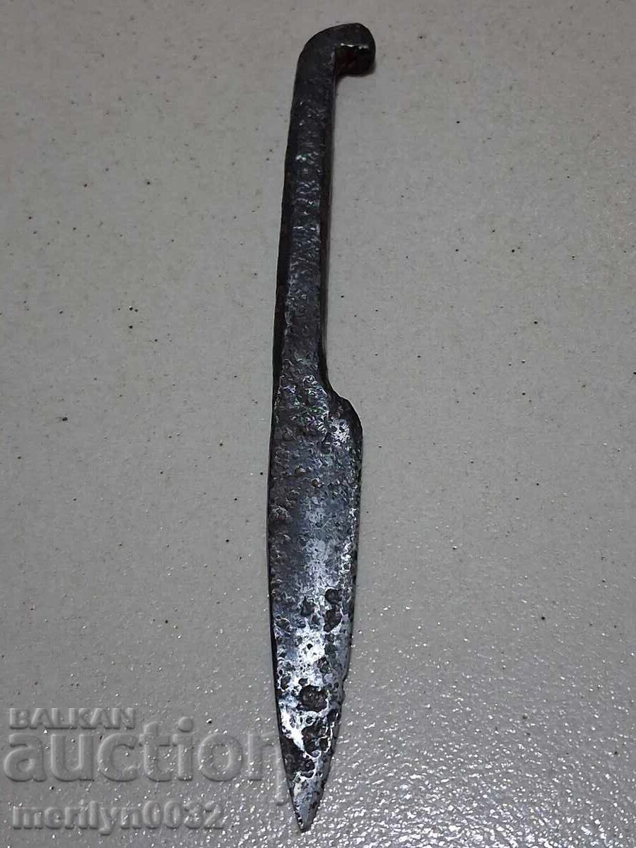 Star χειροποίητος σφυρήλατος μαχαίρι χωρίς λαβή, λεπίδα μινιόν βοσκού - 7