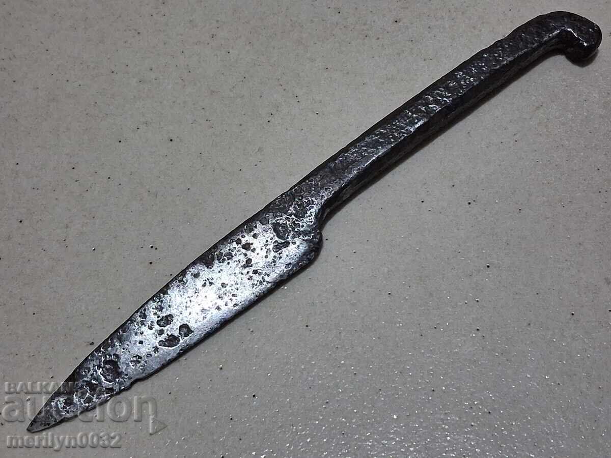 Star χειροποίητος σφυρήλατος μαχαίρι χωρίς λαβή, λεπίδα μινιόν βοσκού