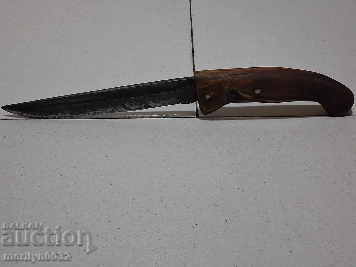 Old hand-forged knife without a sheath, buffalo horn handle, karakul (wool) - 5