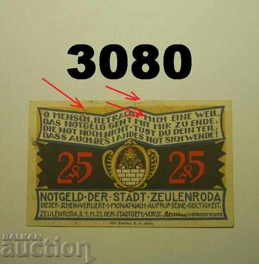 Zeulenroda 25 pfennig 1921 Germania Zeulenroda 25 pfennig 1921 Germania