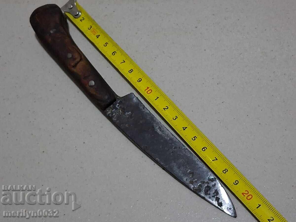 Old hand-forged knife without a sheath, buffalo horn handle, karakul (wool) - 5 Old hand-forged knife without a sheath, buffalo horn handle, karakul (wool) - 5