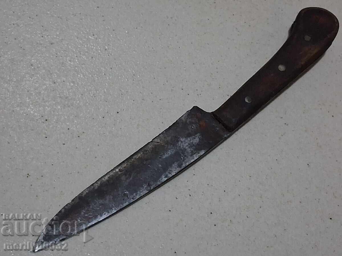 Old hand-forged knife without a sheath, buffalo horn handle, karakul (wool) - 7 Old hand-forged knife without a sheath, buffalo horn handle, karakul (wool) - 7