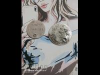2 pieces of silver coins from jewelry