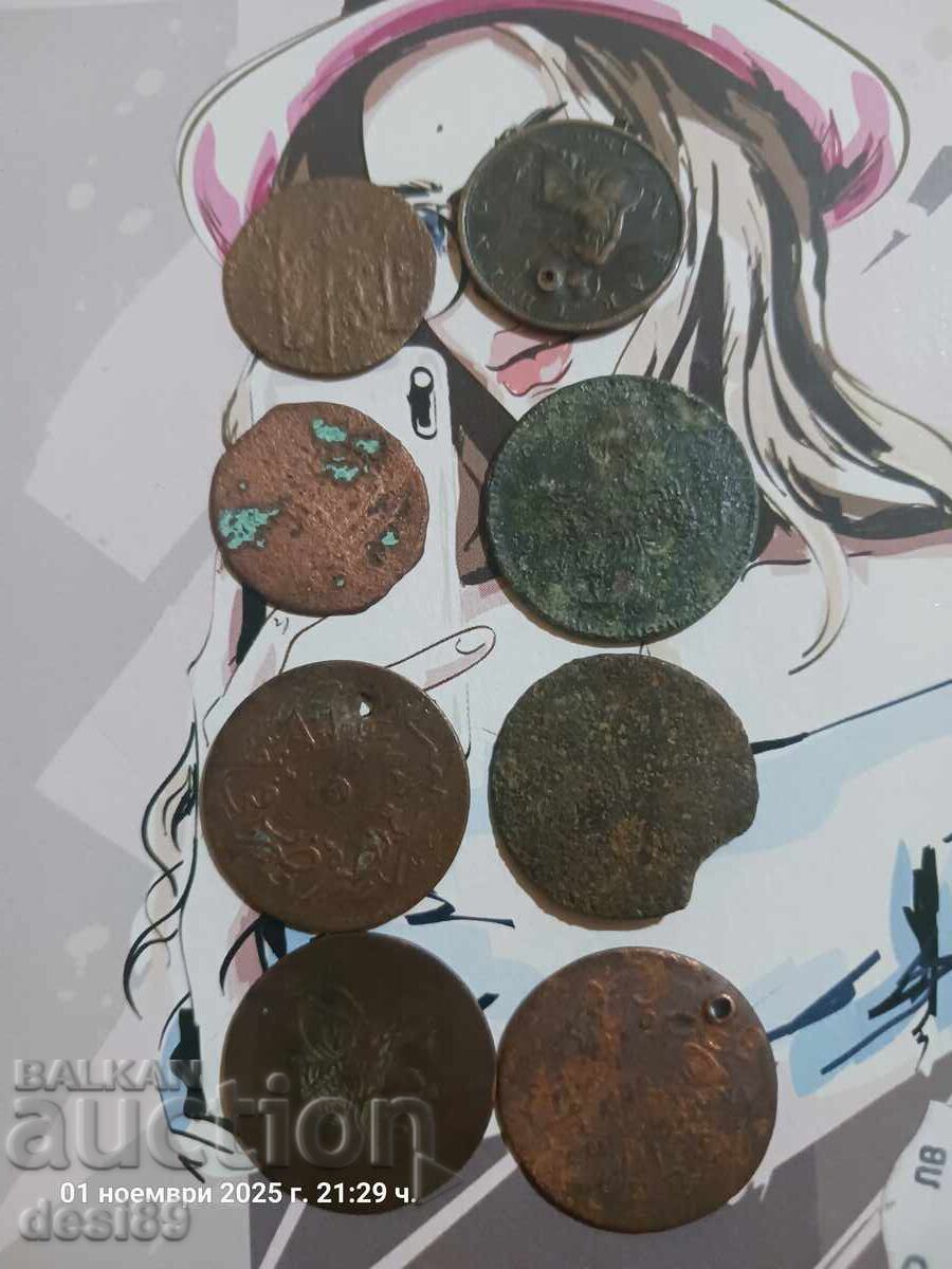 Auction Copper coins, 8 pieces Auction Copper coins, 8 pieces