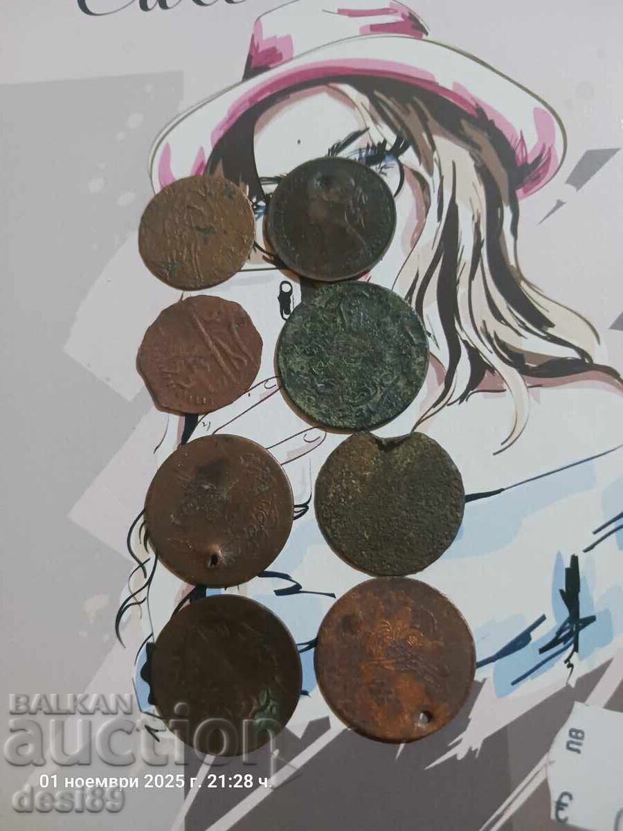 Copper coins, 8 pieces Copper coins, 8 pieces