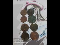 Copper coins, 8 pieces