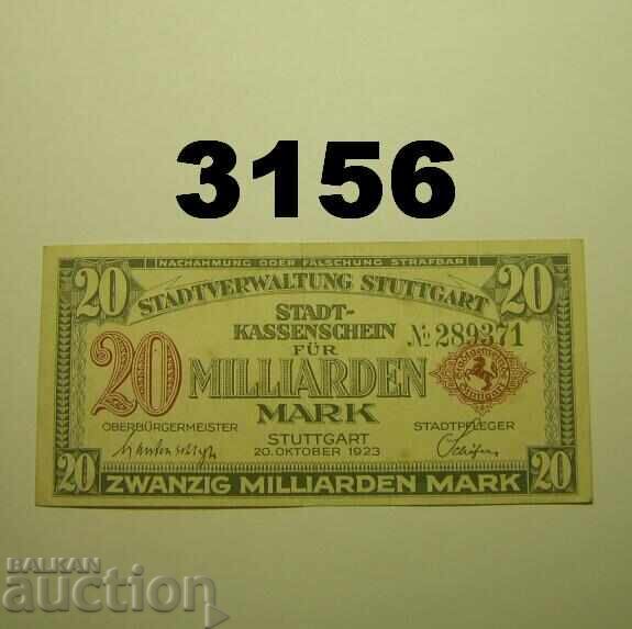 Στουτγκάρδη 20 δισεκατομμύρια μάρκα 1923 Γερμανία