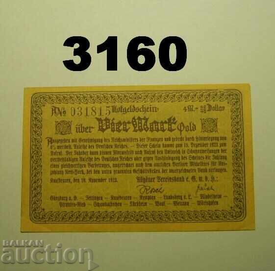 Kaufbeuren 4 Mark Gold 1923 Allgäu Milk Money