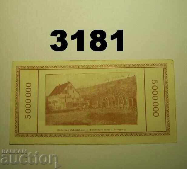 Lauffen 5 milioane mărci 1923 Germania cu preț 8.00 BGN | € 4.09