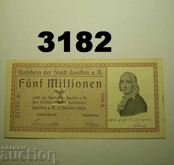Lauffen 5 million mark 1923 Germany Lauffen 5 million mark 1923 Germany