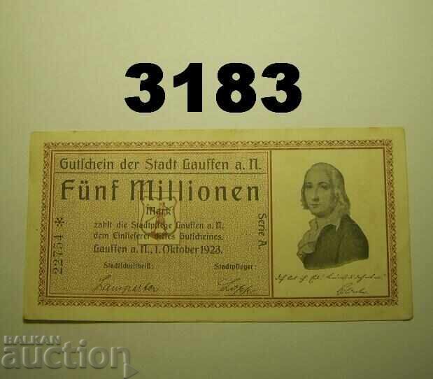 Lauffen 5 million mark 1923 Germany Lauffen 5 million mark 1923 Germany