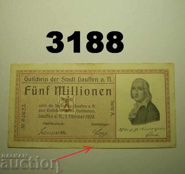Λάουφεν 5 εκατομμύρια μάρκα 1923 Γερμανία