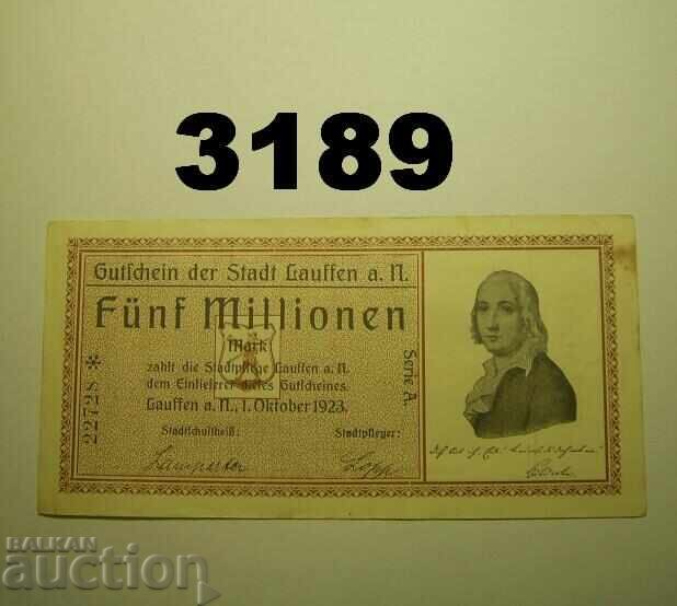 Lauffen 5 million mark 1923 Germany Lauffen 5 million mark 1923 Germany