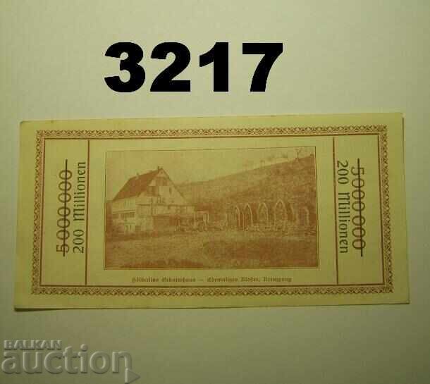 Lauffen 200 Million Mark 1923 Germany with price 15.00 BGN | € 7.67