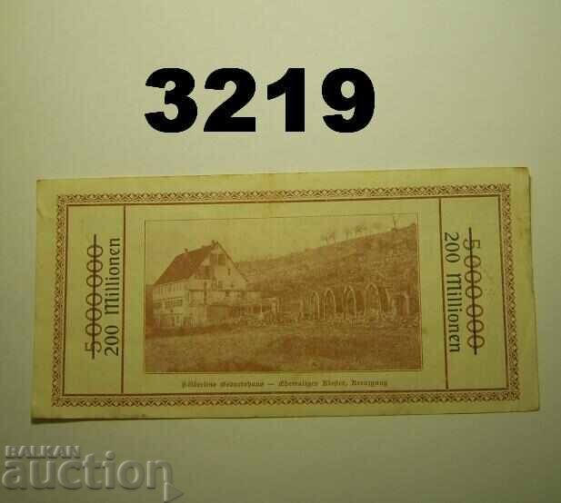 Lauffen 200 Million Mark 1923 Germany with price 7.00 BGN | € 3.58