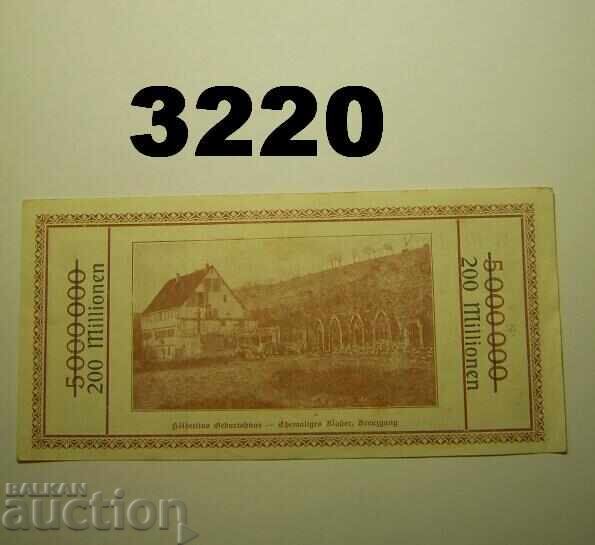 Lauffen 200 Million Mark 1923 Germany with price 10.00 BGN | € 5.11