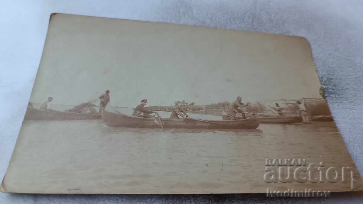 Photograph Tulcea Officers and Soldiers with Boats at the Front 1918 WWI Photograph Tulcea Officers and Soldiers with Boats at the Front 1918 WWI