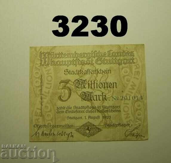 Στουτγκάρδη 3 εκατομμύρια μάρκα 1923 Γερμανία