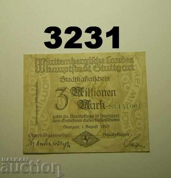 Stuttgart 3 milioane mărci 1923 Germania