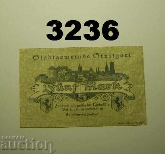 Στουτγκάρδη 5 μάρκα έως 1919 Γερμανία με τιμή 15.00 BGN | € 7.67
