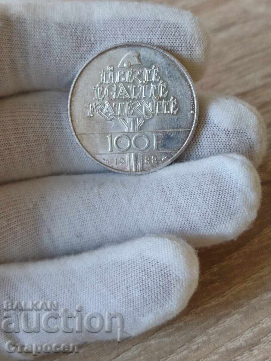 100 франка 1988 година Франция "Братство" с цена 50.00 лв. | € 25.56