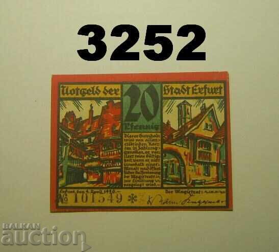 Erfurt 20 pfennig 1920 Германия Erfurt 20 pfennig 1920 Германия