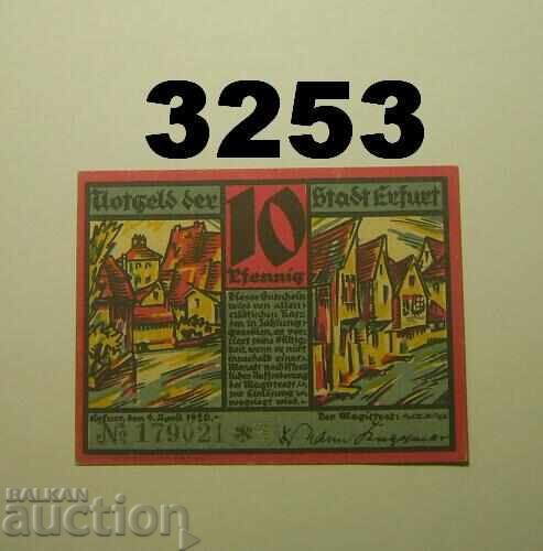 Erfurt 10 pfennig 1920 Germany Erfurt 10 pfennig 1920 Germany