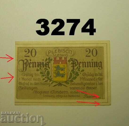 Tondern 20 pfennig 1920 Germany