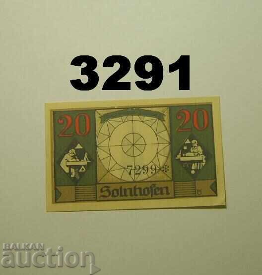 Solnhofen 20 pfennig 1921 Germany with price 2.50 BGN | € 1.28