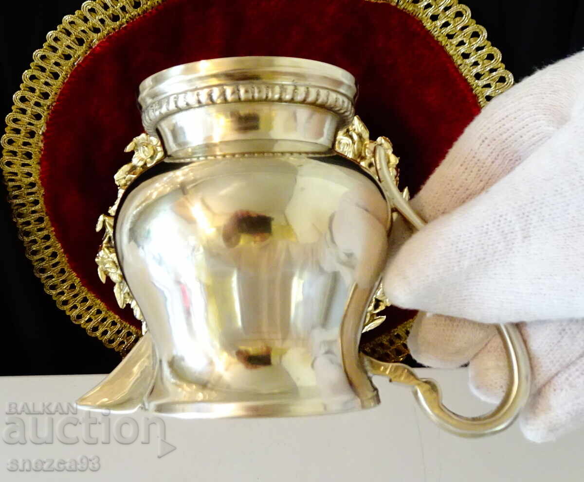 Χάλκινη κανάτα, κανατάκι, Λουδοβίκου XVI, μαργαριταρένιο ανάγλυφο - 5