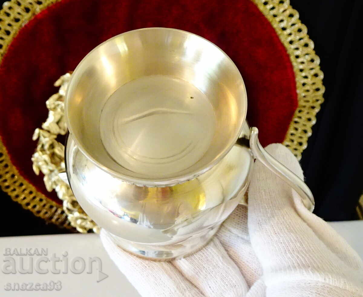 Χάλκινη κανάτα, κανατάκι, Λουδοβίκου XVI, μαργαριταρένιο ανάγλυφο - 6