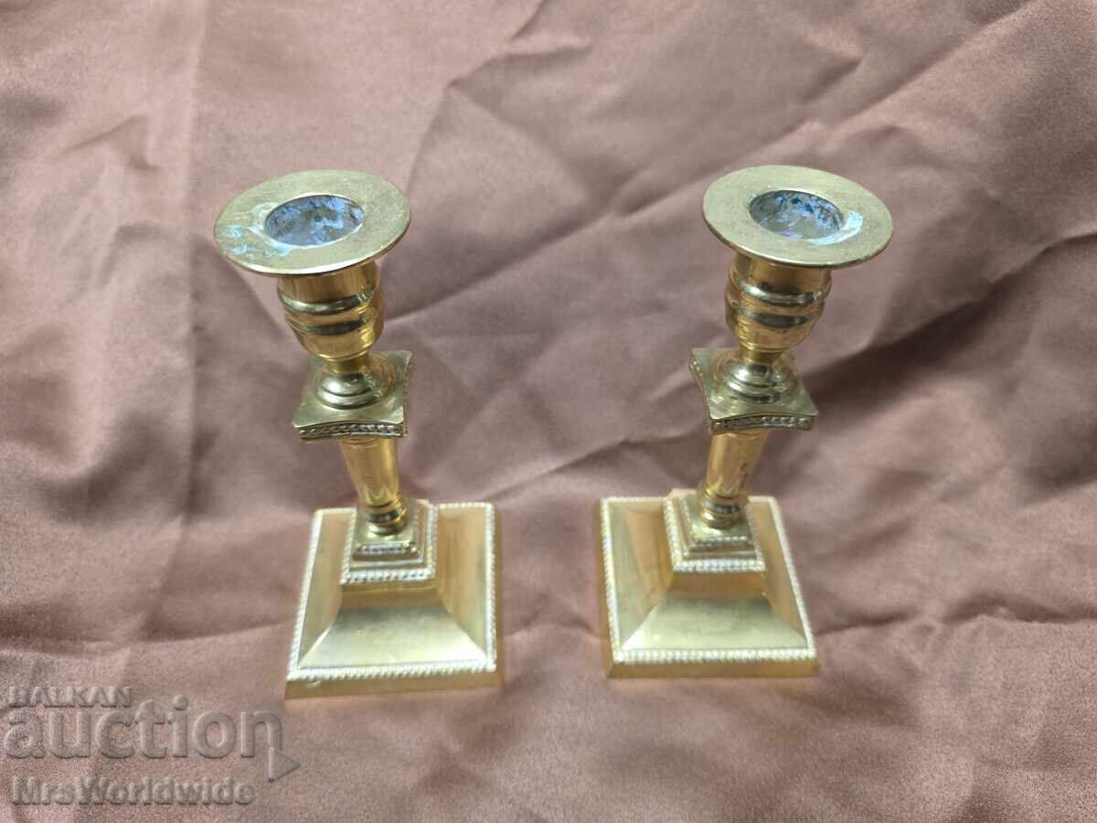 Old brass beautiful candlesticks with price 55.00 BGN | € 28.12