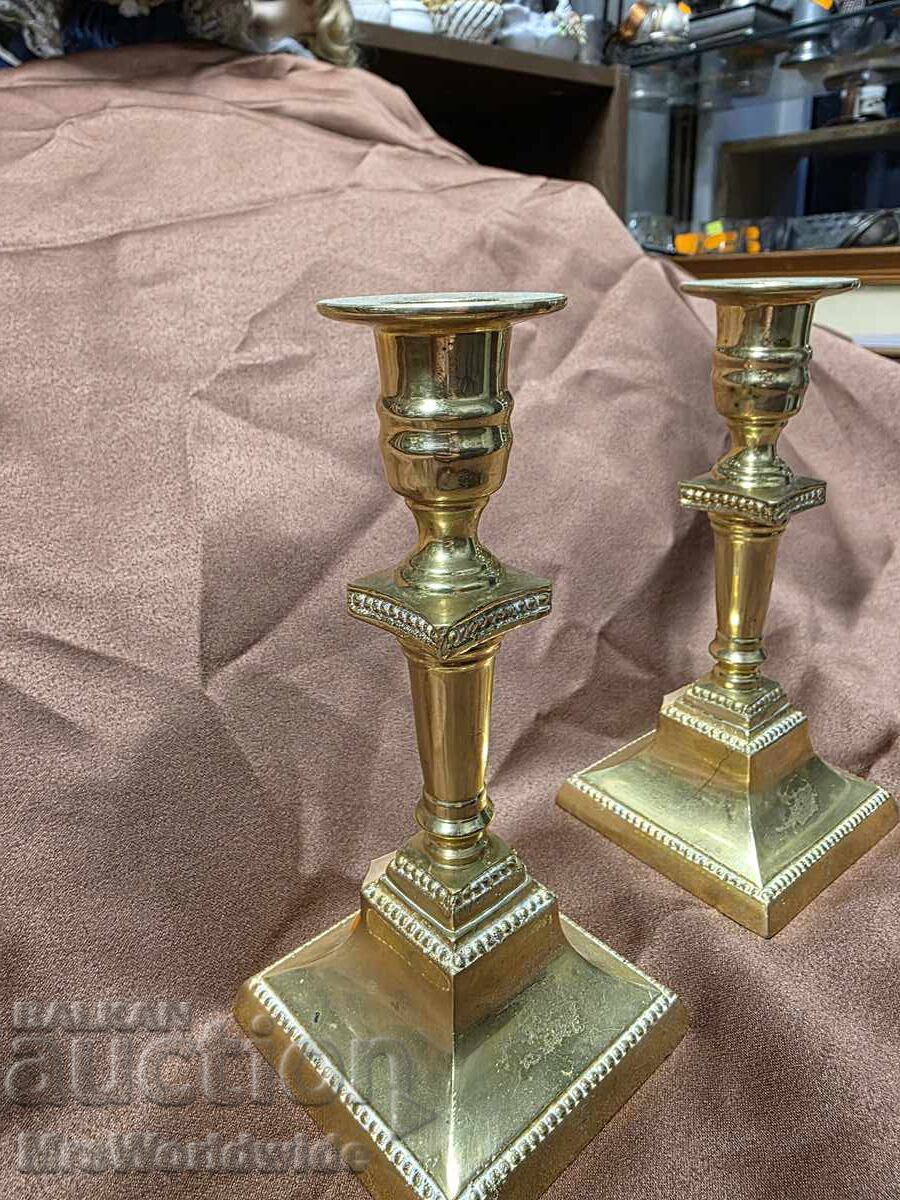 Auction  Old brass beautiful candlesticks