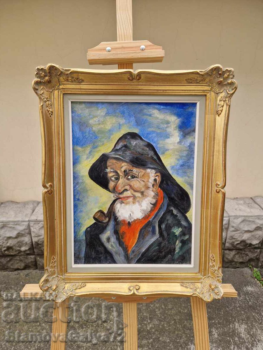 Minunată pictură antică germană ulei pe pânză