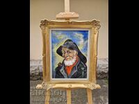 Minunată pictură antică germană ulei pe pânză