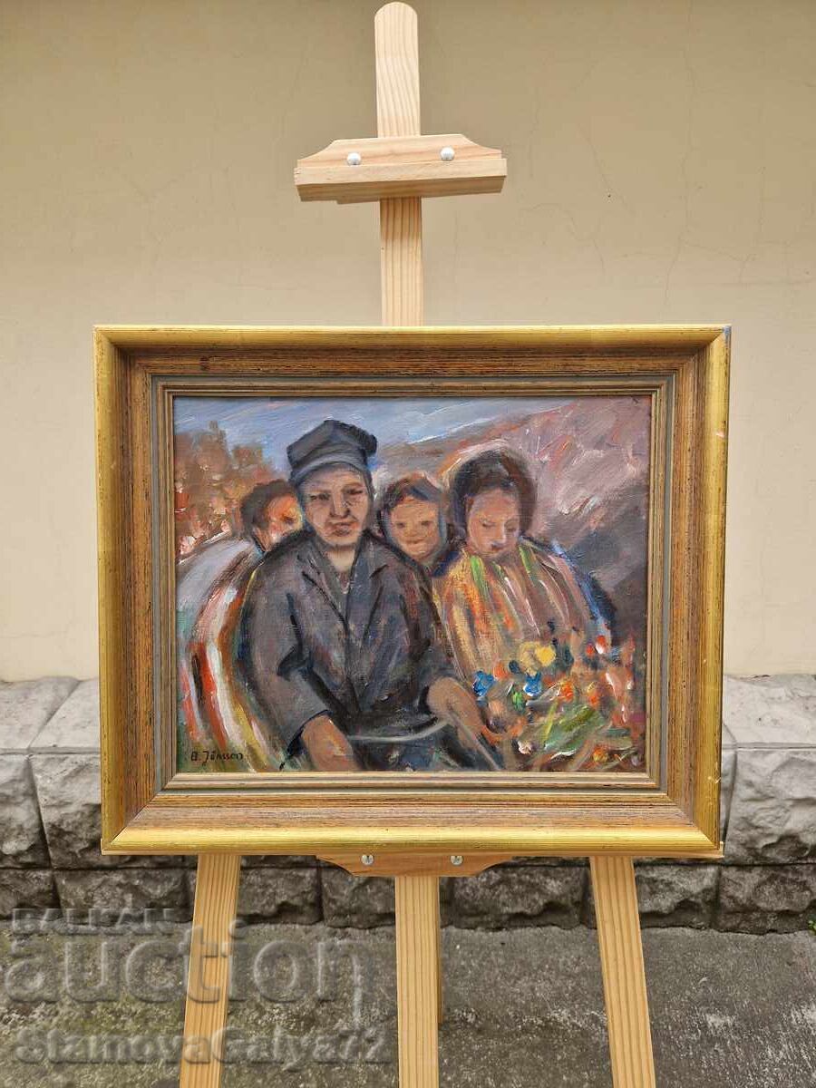 Εξαιρετικός παλιός αντίκα αριστουργηματικός πίνακας λάδι σε καμβά