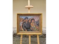 Εξαιρετικός παλιός αντίκα αριστουργηματικός πίνακας λάδι σε καμβά