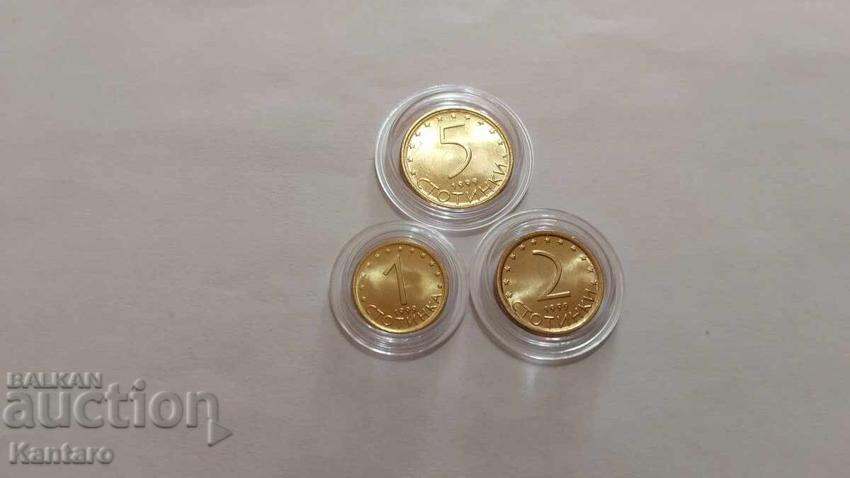 Аукцион Монета - БЪЛГАРИЯ - 1 ; 2 ; 5 стотинки - 1999 г. - UNC