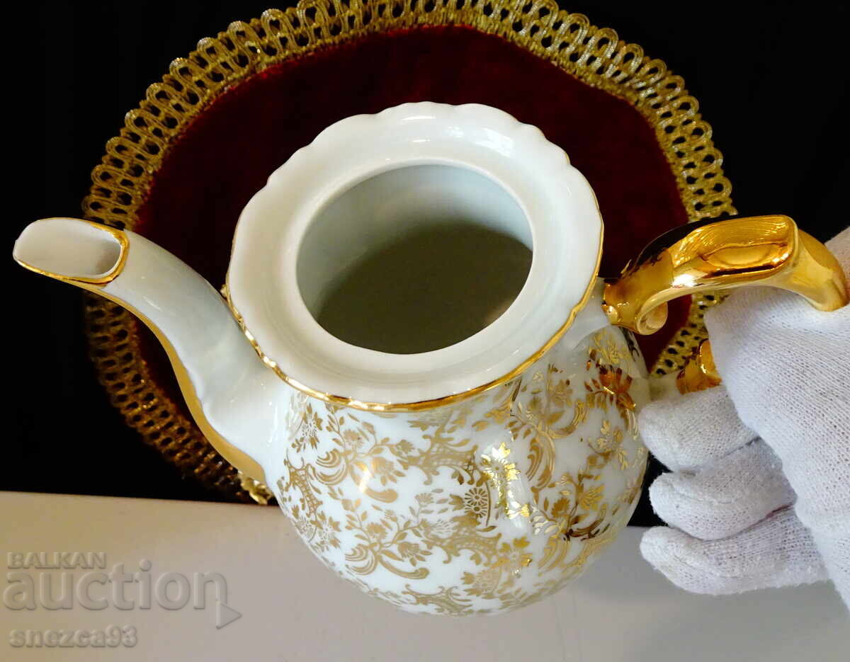 Bavarian porcelain can, gold, baroque - 5