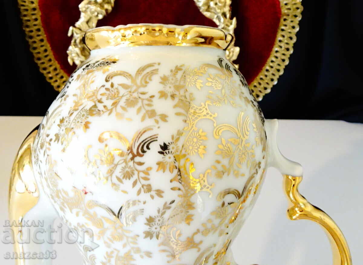 Bavarian porcelain can, gold, baroque - 6