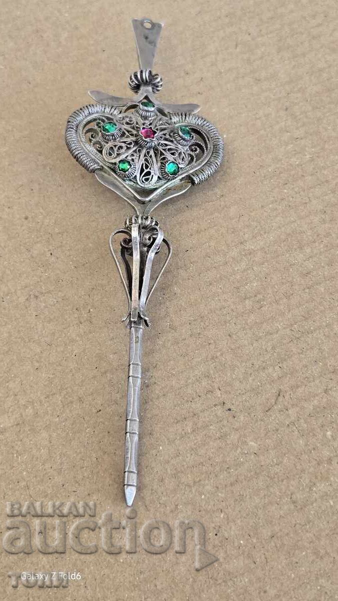 НАКИТ ИГЛА ФИЛИГРАМ СРЕБРО САЧАН РЯДЪК УНИКАТ Б З Ц  !!!! с цена 84.00 лв. | € 42.95