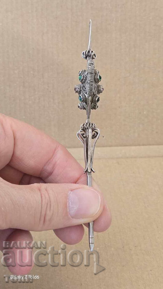 НАКИТ ИГЛА ФИЛИГРАМ СРЕБРО САЧАН РЯДЪК УНИКАТ Б З Ц  !!!! - 5