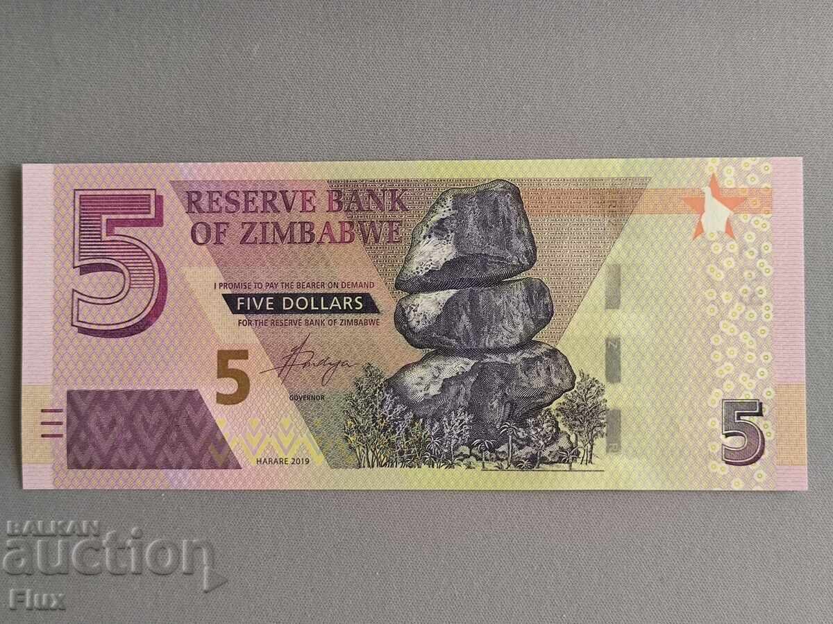 Τραπεζογραμμάτιο - Ζιμπάμπουε - 5 δολάρια UNC | 2019
