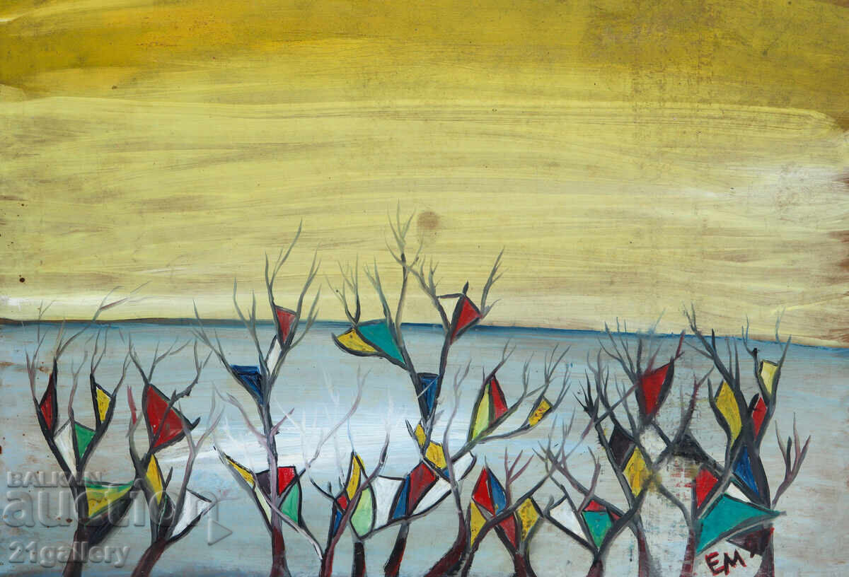 Licitație Tablou ulei, compoziție abstractă