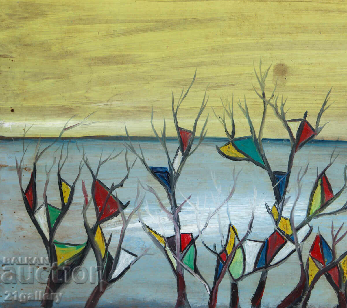 Tablou ulei, compoziție abstractă - 5