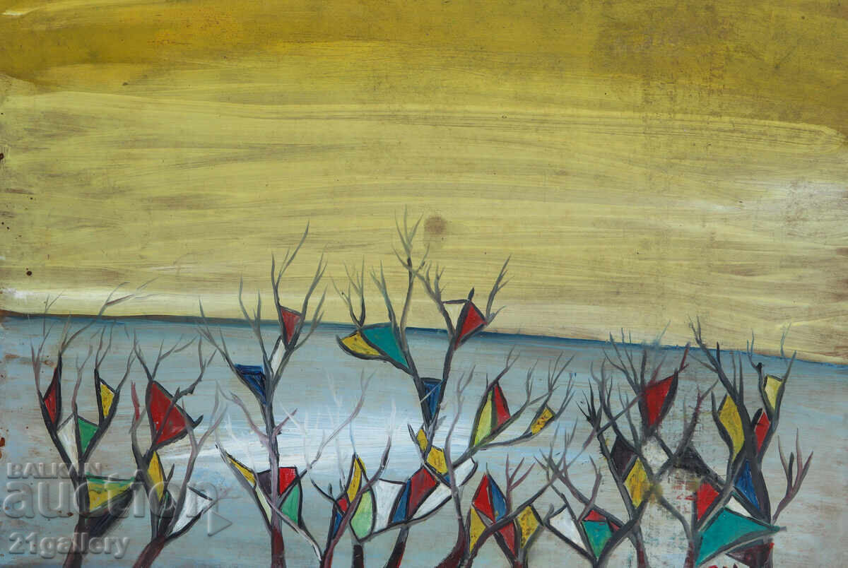 Tablou ulei, compoziție abstractă